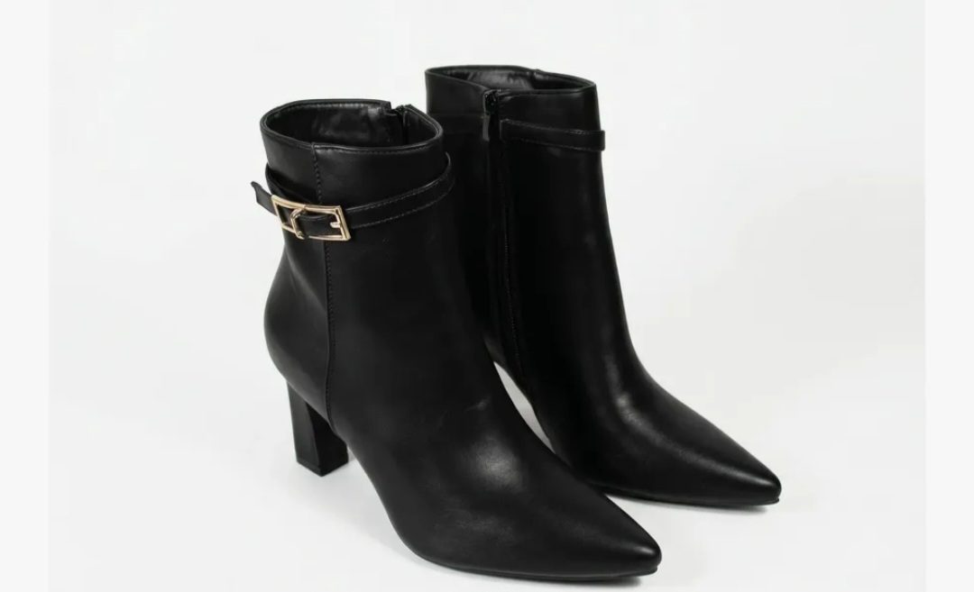 Botín Elegante Taco Cuadrado Pg5346-1a Mujer Negro 35 Cl